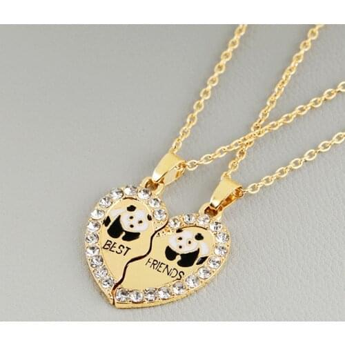 New 2 PCS/Set Animal Best Friends Friendship Couple Two Parts Pendant Necklace Best Gifts For Men Women BFF Jewelry Wholesale