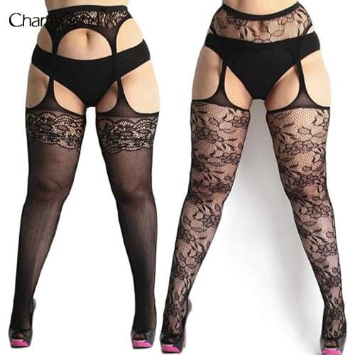 New Sexy Womens Fishnet Tights Plus Size Lace Suspender Pantyhose Stocking Hollow Out Sexy Lingerie Dropshipping