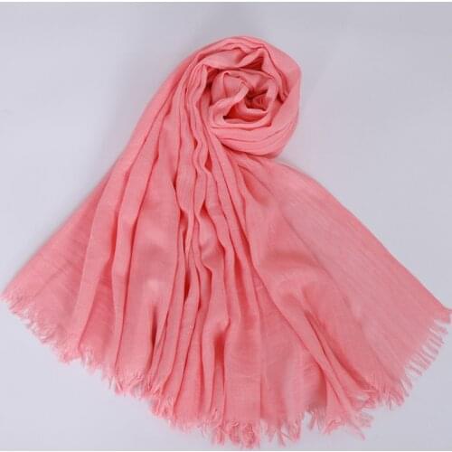 Spring solid Viscose Muslim Hijab Shawl Plain scarves soft cotton Frayed breathable pashmina wraps headband 190x120cm