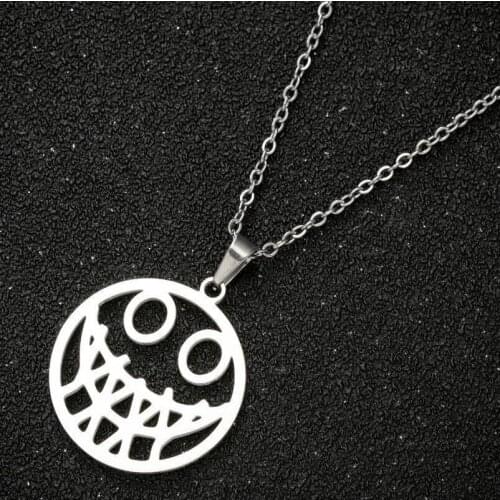 Halloween Smiley Necklaces for Women Men Fashion Punk Stainless Steel Face Necklace Hip Hop Rock Jewelry Christmas Accessories