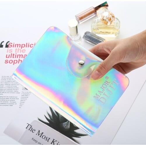 16 Slots 9.5*14.5cm Nail Art Plate With Pad Organizer Laser Silver Stamping Plate Holder Case Bag