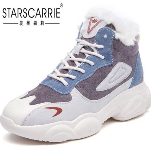 Plush shoes for womens wear new fashion in winter 2020 Korean plush cotton shoes with thick soles for womens sports snow boots