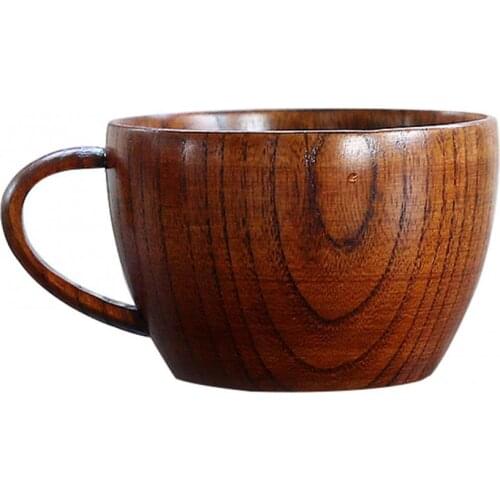 Portable Wooden Tea Coffee Juice Milk Water Handle Cup Bar Kitchen Drinking Mug