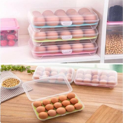 Portable Egg Storage 15 Holes/Box Portable Refrigerator Fresh Container Case Bins