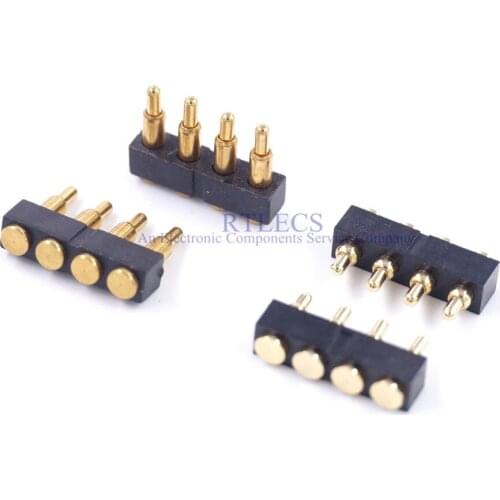 Pogo Pin Spring Thimble Connector Single Row 4P 2.54mm Pitch Patch