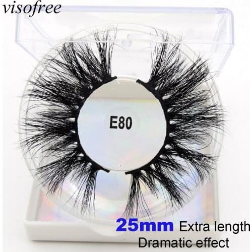 Visofree 25mm Lashes Thick False Eyelashes Criss-cross Long Dramatic High Volume Mink Eyelash Extension makeup eyelash box E80