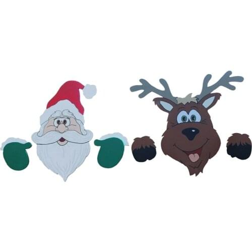 2PC Merry Christmas Outdoor Banner Santa Claus Ornaments Xmas Garden Fence Decor