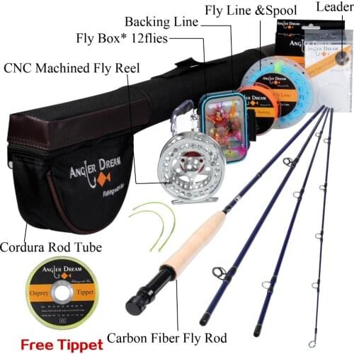 Angler Dream Classic 3/4# Fly Rod Fly Reel Fly Fishing Rod Reel Line Lure Box Bag Backing Line Tippet Set Fishing Rod Combo