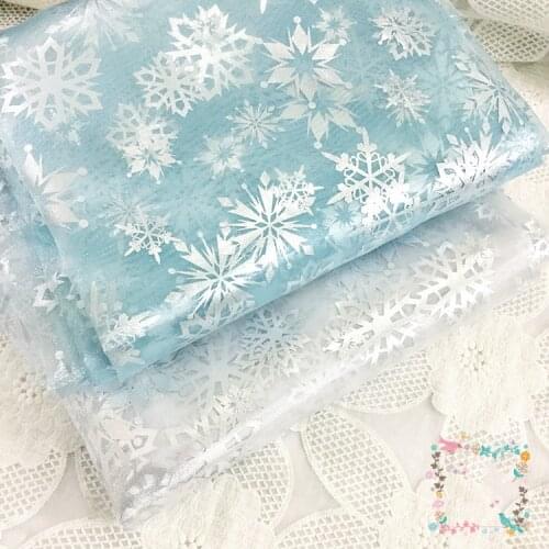 Width 150cm 3m Princess Dress GLITTER Fabric Silver Snowflake White Organza Fabric Snowflakes Apparel Sewing & Fabric for Dolls