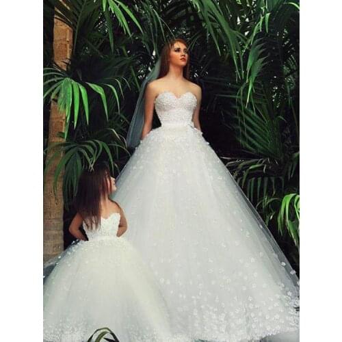 Wedding Clothes White Classy And Flower Girls of Junior Flora Tutu Honey With Pearls Mother Daughter
