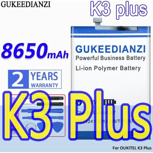 High Capacity GUKEEDIANZI Battery 8650mAh For OUKITEL K3 Plus K3Plus