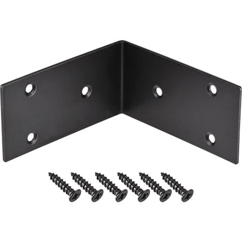 Uxcell Corner Brace Angle Bracket Fastener Stainless Steel L Shape 100mmx100mmx50mm Black with Screws, 4 Pcs