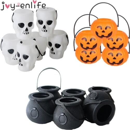 Halloween Candy Buckets Pumpkin Bucket Skull Witch Candy Holder Pot Halloween kids Trick or Treat props Halloween Party Cauldron