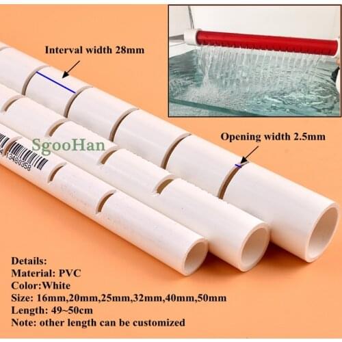 O.D 16~50mm White PVC Aquarium Fish Tank Aeration Tube DIY Rain Pipe Filter Accessories Watering Drain Deluge Pipe 50cm Long
