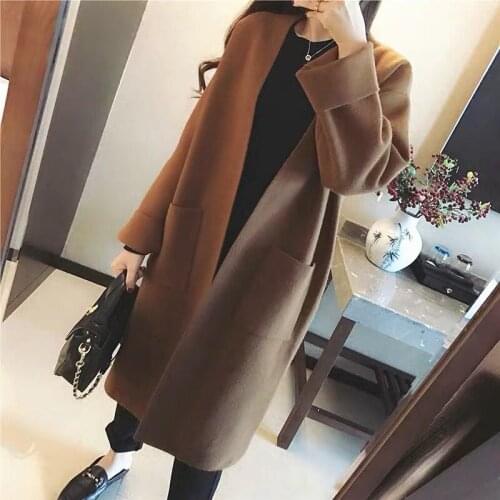 2021 Spring Autumn Korean Knitted Cardigan Women New Loose Vintage Thick Ladies Solid Mid-Length Sweater Coat Truien Dames M575