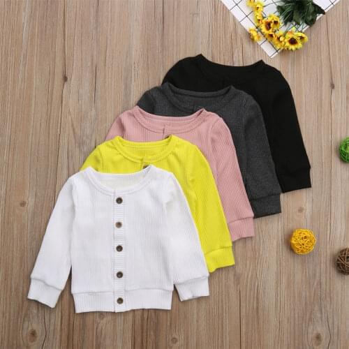 Toddler Baby Kid Girl Boy Knitted Sweater Cardigan Colorful Top Outfit Buttons Knitted Sweater Cardigan Coat Solid Tops