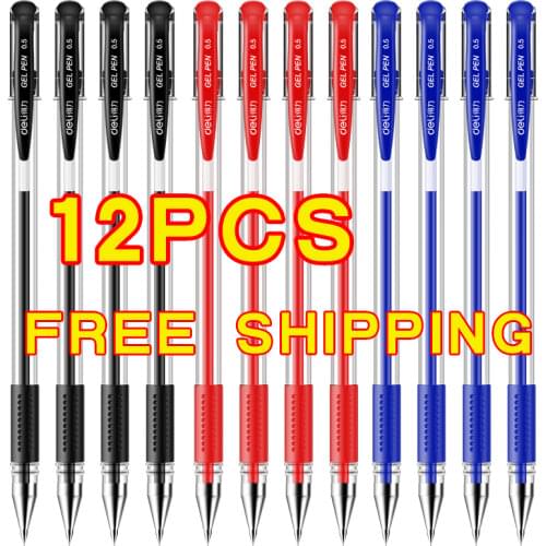 Retractable Gel Pen 0.5 mm Blue Black Red Color Writing Tools School Office Supplies Stationery Gel Ink Pens Student Writing