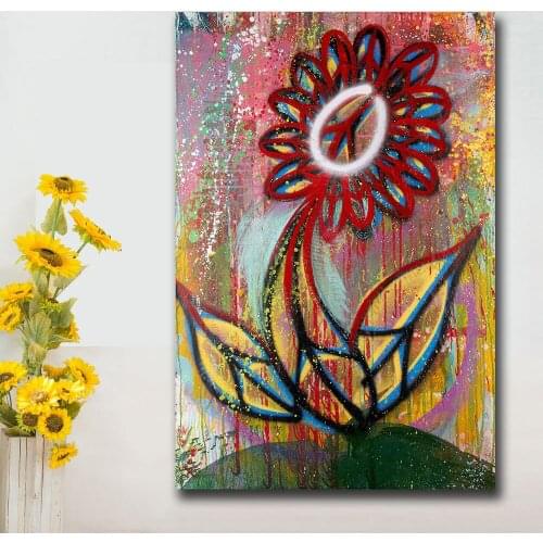 Wxkoil Art Wall Art Graffiti Art Halo Flower For Home Decor Wall oil Painting Print Nice Wall Picture For Living Room No Framed