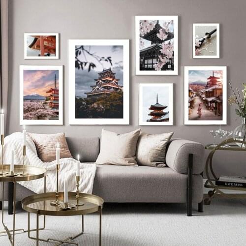 Japan Wall Art Nagoya Samurai Sakura Fuji Mountain Canvas Painting Nordic Posters and Prints Pictures for Living Room Home Decor