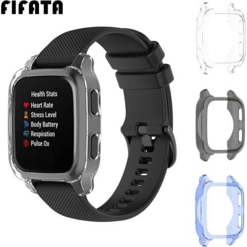 FIFATA TPU Protective Cover For Garmin Venu SQ Watch Case Clear Soft Protector Cases For Garmin VenuSq Silicone Bumper Shell