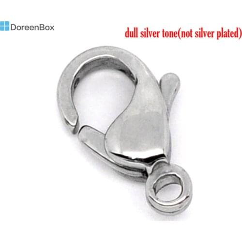 Doreen Box Lovely 10 Stainless Steel Lobster Clasps Fit Chain Bracelet (B10275)