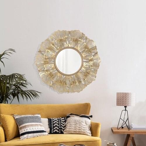 European Style Iron Hanging Mirror Furniture Decorative Mirror Background Wall Mirror Creative Mirror Living Room Decoration