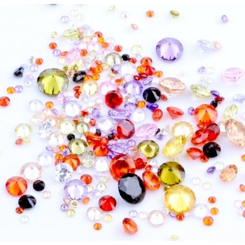 100pcs AAAAA+ 1-4mm And Mixed Sizes CZ Stone Round Cut Beads Mixed Colors Cubic Zirconia Synthetic Gems For Jewelry
