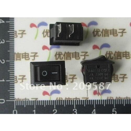 100pcs ON / OFF Rocker Switch 250VAC 3A 2 Connectors 2 Pin