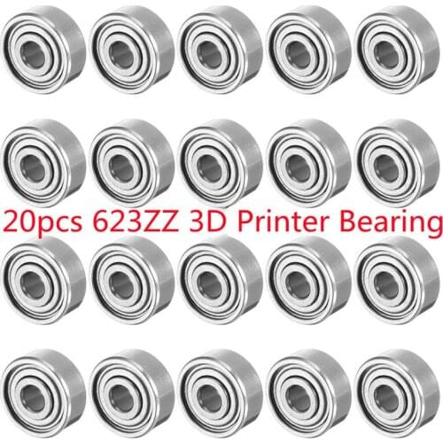 20pcs 623ZZ 3mmx10mmx4mm Double Shielded Miniature Deep Groove Ball Bearing For 3D Printer Accessories