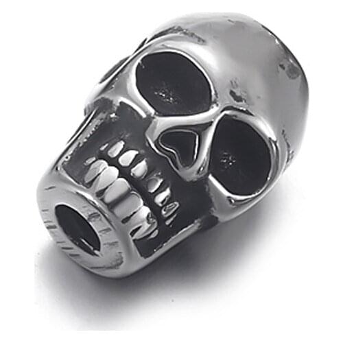 316L Stainless Steel Skull Bead Spacer Polished 2mm Hole Beads Metal Charms DIY Bracelet Jewelry Making Accessories