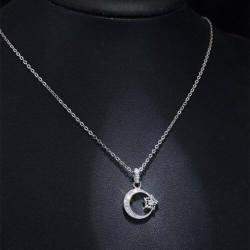 Clavicle Chain Simple Student Forest Creative Star Moon Pendant Short 925 Sterling Silver Temperament Female Necklace SNE130