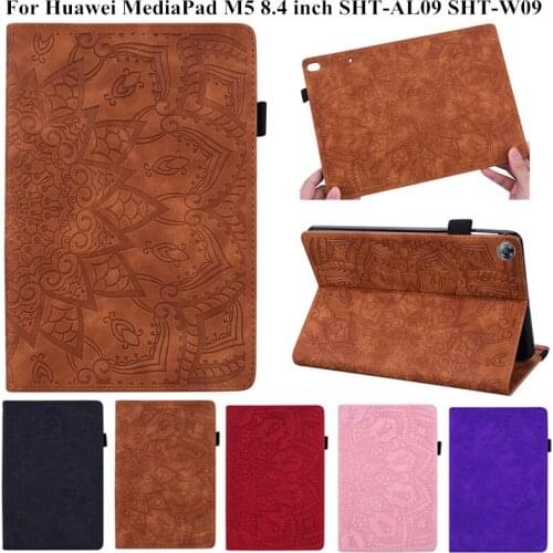 3D Flower Embossed PU Leather Case for Huawei Mediapad M5 8.4 SHT-AL09 SHT-W09 Tablet Cover for Coque Huawei Media Pad M5