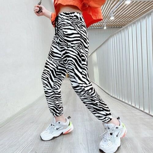 Kids Girls Fashion Oversize Zebra Print Pants 10 12 14 years girls Trousers 2021 Summer Children Pants Children Clothing