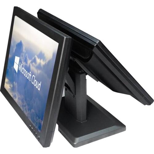 Double screen 15+15 inch ComPOSxb monitor for POS system black display dual screen commercal EPOS monitor display