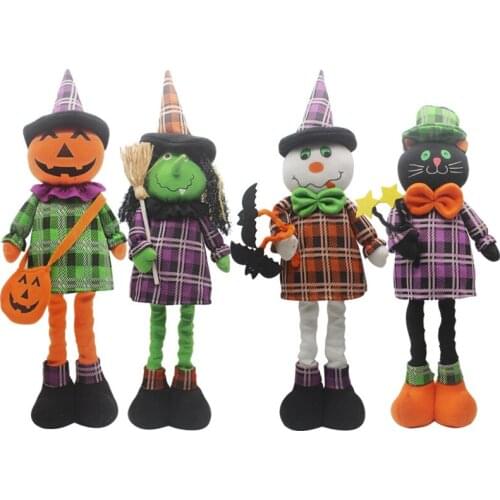 Santa Claus Snowman Toys Retractable Ghost Witch Cloth Doll Christmas Halloween Standing Dolls For Baby Children Gifts Christmas