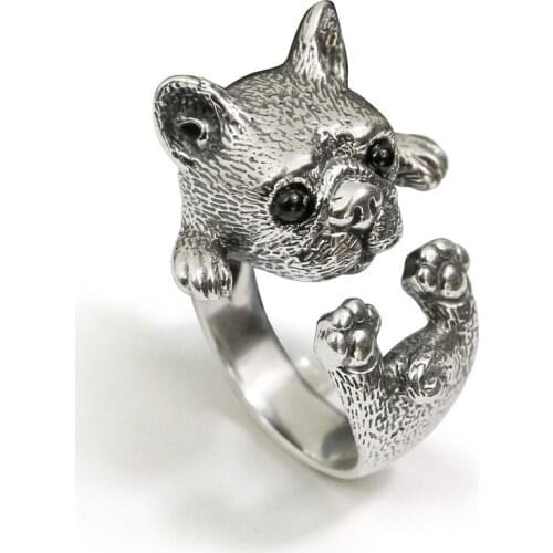 G.SKY Retro Chinese Zodiac Year of the Dog Animal Shapi Puppy Single DOGS Head Fashion Man GirlS Couple Ring