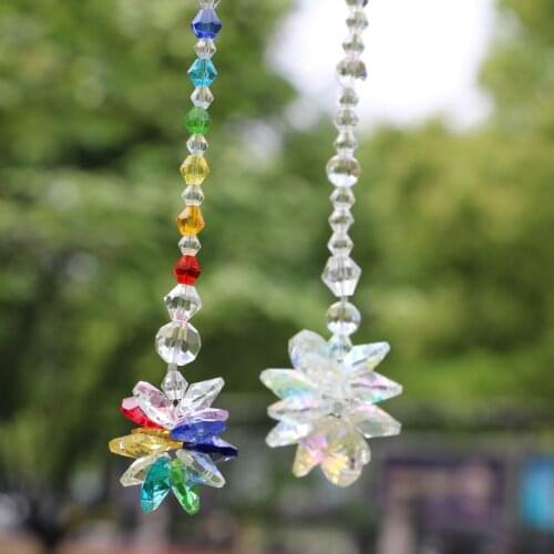 1PCS Crystal Sparkling Starburst Suncatcher Rear View Mirror Car Charm Ornament Chakra Decoration Hanging Crystal Decoration