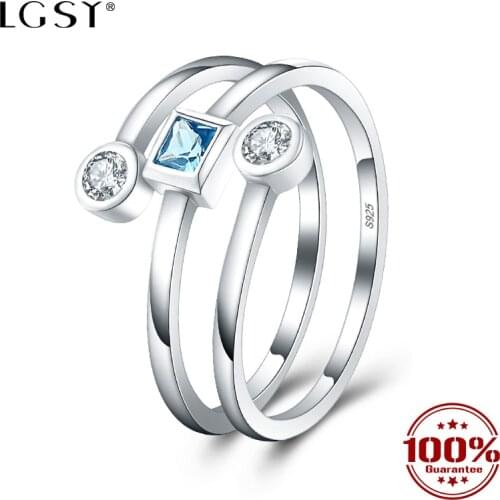 LGSY DR2022 925 Sterling Silver Rings Open Rings Adjustable Size Fine Jewelry Romantic Party Ring Fashion Jewelry Round Rings