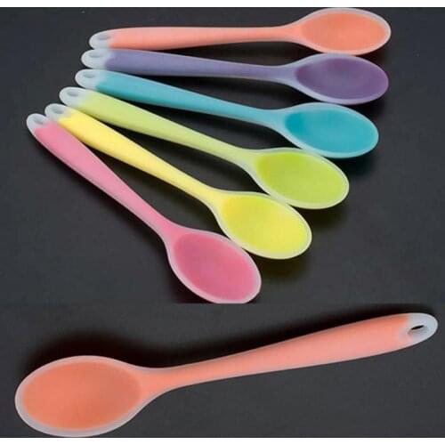2021 New Colorful Silicone Spoon Heat Resistant Non-stick Rice Spoons Kitchenware Tableware Learning Spoon Cooking Kitchen Tool