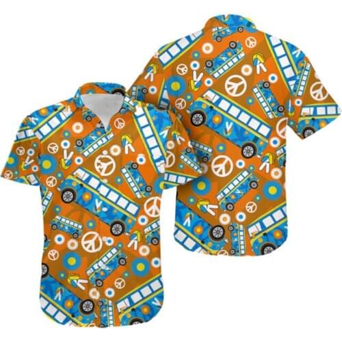 Fashion casual mens shirt bus 3D full print unisex shirt summer casual street sports short-sleeved shirt