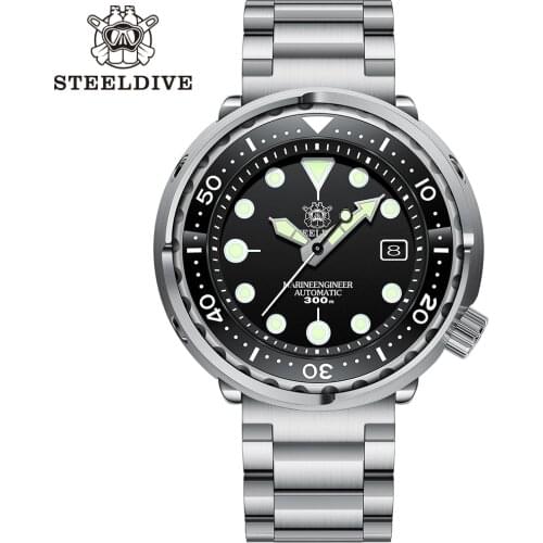 Steeldivel Ceramic bezel 30ATM 300m Waterproof Stainless Steel NH35 Tuna Mens Dive Automatic Watch