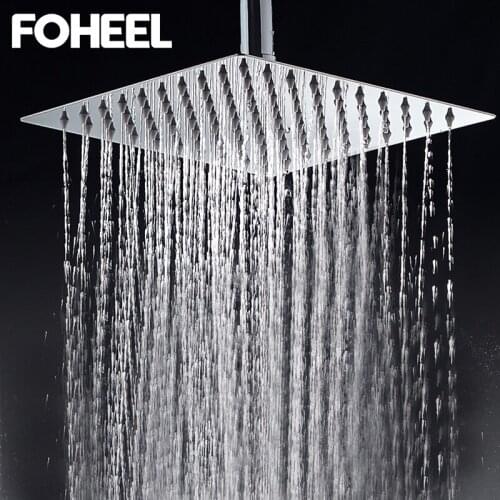 FOHEEL 8 inch Shower Head Stainless Steel Shower Head Water Saving Bathroom Rain Spa Square Handheld Shower Head for Home