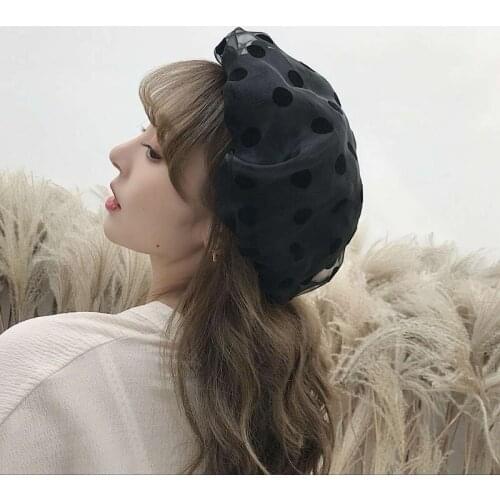 Women New Dot Mesh Hat Sweet Lady Beret Cap Leisure Painter Hat