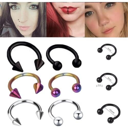 New Gothic Piercing Lip Nose Rings Trendy Punk Stainless Steel Navel Lips Nose Belly Button Rings Fashion Body Piercing Jewelry