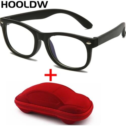 HOOLDW Kids Anti blue Light Glasses Children Boy Girls Optical Frame Computer Transparent Glasses Silicone Soft Eyeglasses UV400