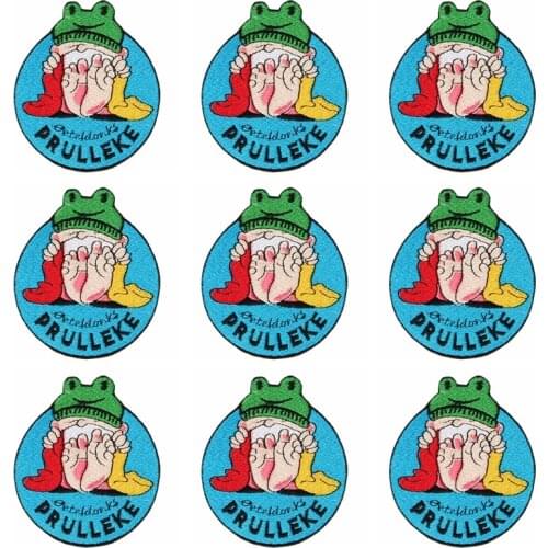 Oeteldonk Embleem Full Embroidered Frog Carnival for Netherland Iron on Patches for Clothing Embroidered Patches for Appliques