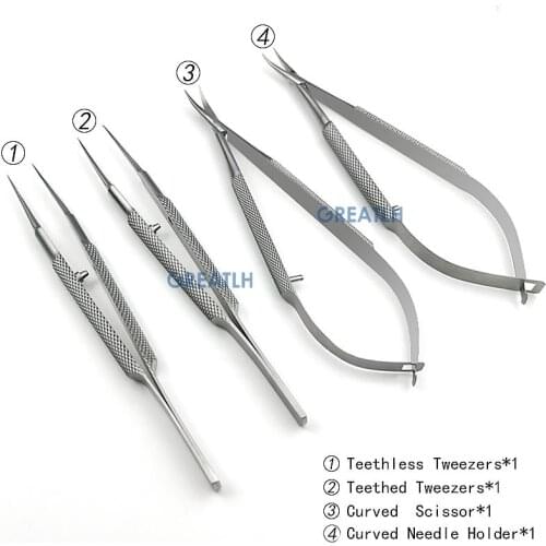Ophthalmic Needle Holder Micro Scissors Clamp Veterinary Ophthalmic Forceps Stainless Steel Eye Tool