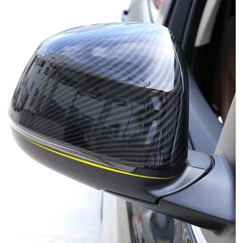 Carbon Fiber Style Rearview Mirror Cover Trim 2Pcs For BMW F15 F16 G05 G07 X5 X6 X7 2014-2019 ABS Car Exterior Styling Modified