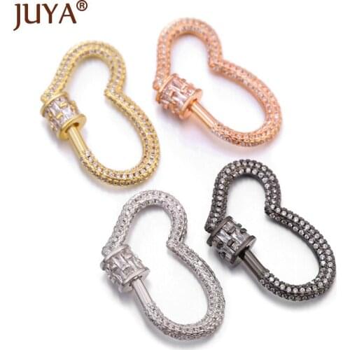 Full Cubic Zirconia Heart Clasp Accessories For Jewelry Girls DIY Necklace Supplies Hanging Chain Lock Hook Bracelets Components