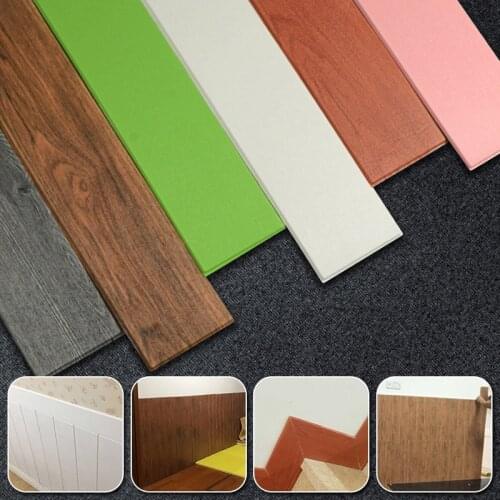 3D Simulation Wood Skirting Waist Lines Self-Adhesive Waterproof PVC Wall Stickers Decorative Border Line For Home Decoration